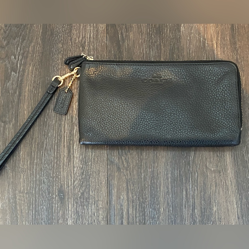 Black Leather Coach Wristlet